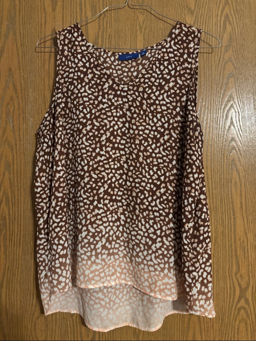 Apt. 9 Brown and Cream Sleeveless Printed Tank